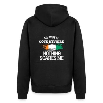 Épouse Côte d’Ivoire - Veste à capuche bio Premium Unisexe - noir - Dos - Nico (187cm)