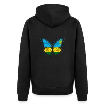 Rwanda - Unisex Premium Bio Zip Hoodie - Schwarz - Hinten - Nico (187cm)
