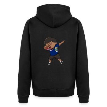 Saint Helena - Unisex Premium Organic Zip Hoodie - black - Back - Nico (187cm)