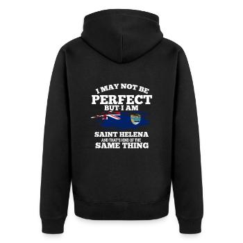Saint Helena - Unisex Premium Organic Zip Hoodie - black - Back - Nico (187cm)
