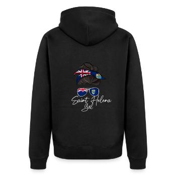 Saint Helena - Unisex Premium Organic Zip Hoodie - black - Back - Nico (187cm)