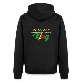 Sao Tome - Unisex Premium Bio Zip Hoodie - Schwarz - Hinten - Nico (187cm)