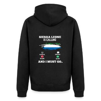Sierra Leone - Unisex Premium Bio Zip Hoodie - Schwarz - Hinten - Nico (187cm)