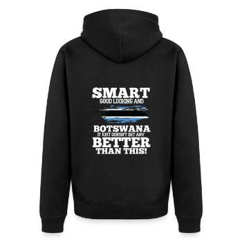 Botswana - Unisex Premium Bio Zip Hoodie - Schwarz - Hinten - Nico (187cm)