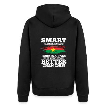 Burkina Faso - Unisex Premium Organic Zip Hoodie - black - Back - Nico (187cm)