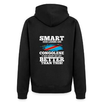Congo - Unisex Premium Organic Zip Hoodie - black - Back - Nico (187cm)