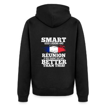 Réunion - Veste à capuche bio Premium Unisexe - noir - Dos - Nico (187cm)