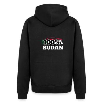 Sudan - Unisex Premium Bio Zip Hoodie - Schwarz - Hinten - Nico (187cm)