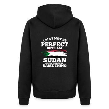 Sudan - Unisex Premium Bio Zip Hoodie - Schwarz - Hinten - Nico (187cm)