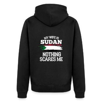 Sudan - Unisex Premium Bio Zip Hoodie - Schwarz - Hinten - Nico (187cm)
