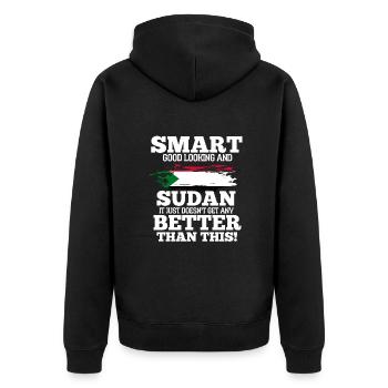 Sudan - Unisex Premium Bio Zip Hoodie - Schwarz - Hinten - Nico (187cm)