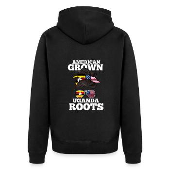 Uganda - Unisex Premium Bio Zip Hoodie - Schwarz - Hinten - Nico (187cm)