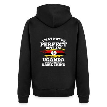 Uganda - Unisex Premium Bio Zip Hoodie - Schwarz - Hinten - Nico (187cm)