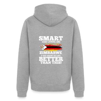 Zimbabwe - Unisex Premium Organic Zip Hoodie - heather grey - Back - Nico (187cm)