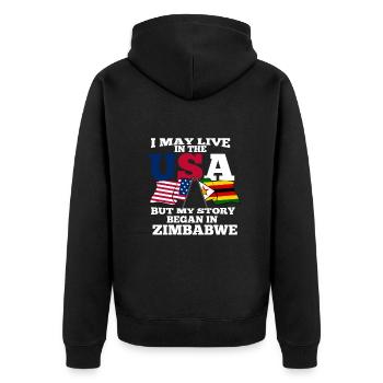 Zimbabwe - Unisex Premium Organic Zip Hoodie - black - Back - Nico (187cm)