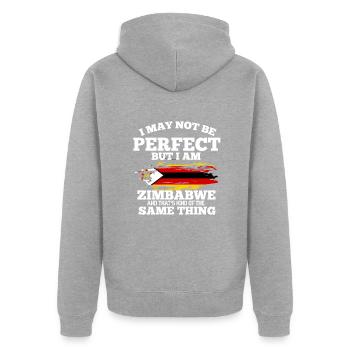 Zimbabwe - Unisex Premium Organic Zip Hoodie - heather grey - Back - Nico (187cm)