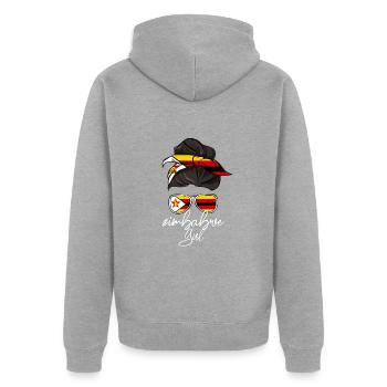 Zimbabwe - Unisex Premium Organic Zip Hoodie - heather grey - Back - Nico (187cm)