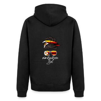 Simbabwe - Unisex Premium Bio Zip Hoodie - Schwarz - Hinten - Nico (187cm)