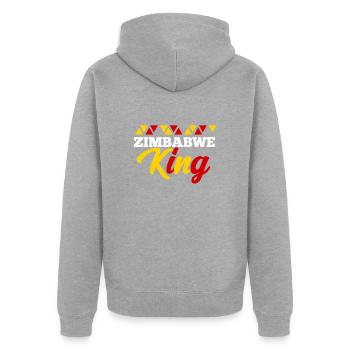 Zimbabwe - Unisex Premium Organic Zip Hoodie - heather grey - Back - Nico (187cm)
