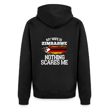 Simbabwe - Unisex Premium Bio Zip Hoodie - Schwarz - Hinten - Nico (187cm)