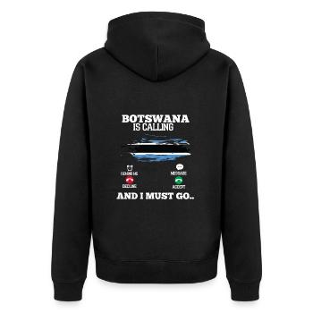 Botswana - Unisex Premium Bio Zip Hoodie - Schwarz - Hinten - Nico (187cm)