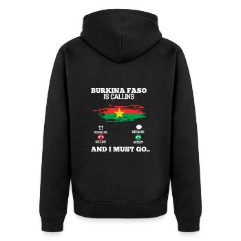 Burkina Faso - Unisex Premium Organic Zip Hoodie - black - Back - Nico (187cm)