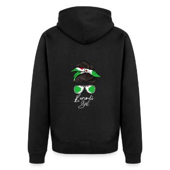 Burundi - Unisex Premium Bio Zip Hoodie - Schwarz - Hinten - Nico (187cm)