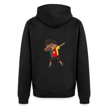 Cameroon - Unisex Premium Organic Zip Hoodie - black - Back - Nico (187cm)