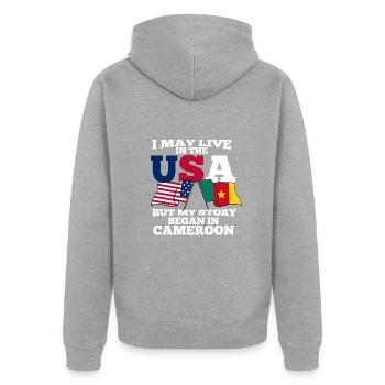 Cameroun - Veste à capuche bio Premium Unisexe - gris chiné - Dos - Nico (187cm)