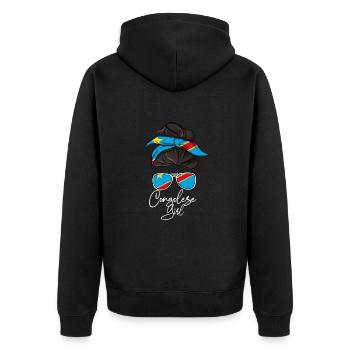 Congo - Unisex Premium Organic Zip Hoodie - black - Back - Nico (187cm)