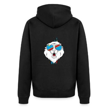 Dschibuti - Unisex Premium Bio Zip Hoodie - Schwarz - Hinten - Nico (187cm)