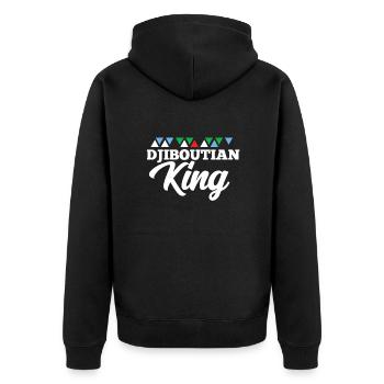 Dschibuti - Unisex Premium Bio Zip Hoodie - Schwarz - Hinten - Nico (187cm)