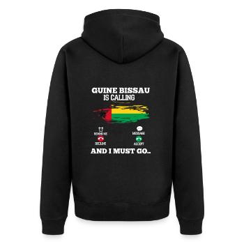 Guinea Bissau - Unisex Premium Bio Zip Hoodie - Schwarz - Hinten - Nico (187cm)