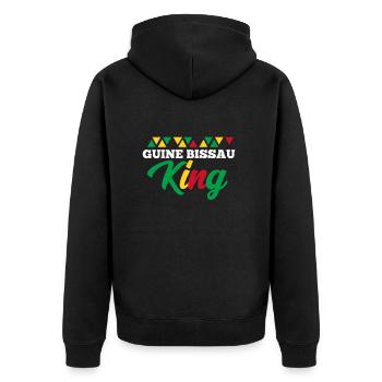 Guinea Bissau - Unisex Premium Bio Zip Hoodie - Schwarz - Hinten - Nico (187cm)