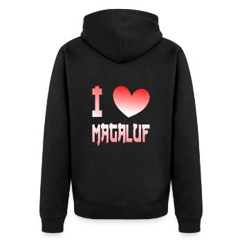 I Love Magaluf - Unisex Premium Bio Zip Hoodie - Schwarz - Hinten - Nico (187cm)