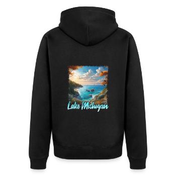 Lac Michigan - Veste à capuche bio Premium Unisexe - noir - Dos - Nico (187cm)