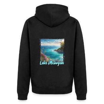 Lac Michigan - Veste à capuche bio Premium Unisexe - noir - Dos - Nico (187cm)