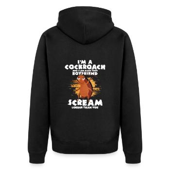 Kakerlake - Unisex Premium Bio Zip Hoodie - Schwarz - Hinten - Nico (187cm)