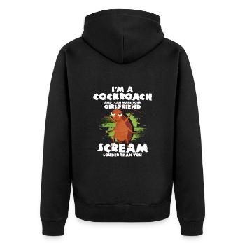 Kakerlake - Unisex Premium Bio Zip Hoodie - Schwarz - Hinten - Nico (187cm)
