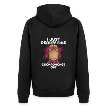 Kakerlake - Unisex Premium Bio Zip Hoodie - Schwarz - Hinten - Nico (187cm)