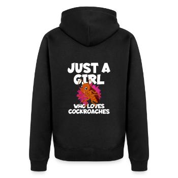 Kakerlake - Unisex Premium Bio Zip Hoodie - Schwarz - Hinten - Nico (187cm)
