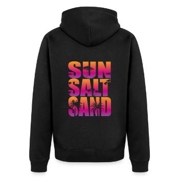 Sun Salt Sand - Unisex Premium Bio Zip Hoodie - Schwarz - Hinten - Nico (187cm)