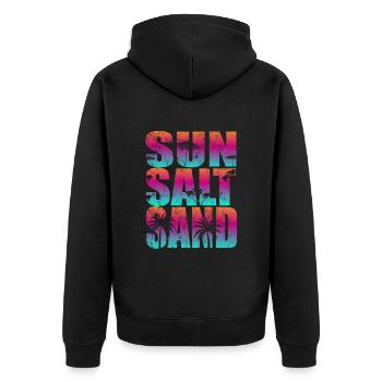 Sun Salt Sand - Unisex Premium Bio Zip Hoodie - Schwarz - Hinten - Nico (187cm)