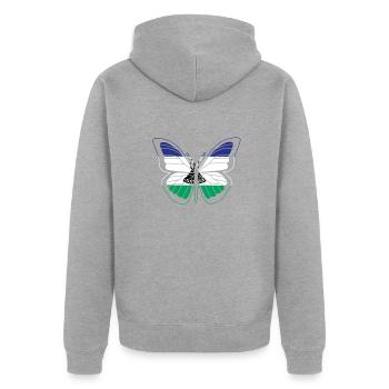 Lesotho - Unisex Premium Bio Zip Hoodie - Grau meliert - Hinten - Nico (187cm)