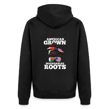 Madagaskar - Unisex Premium Bio Zip Hoodie - Schwarz - Hinten - Nico (187cm)