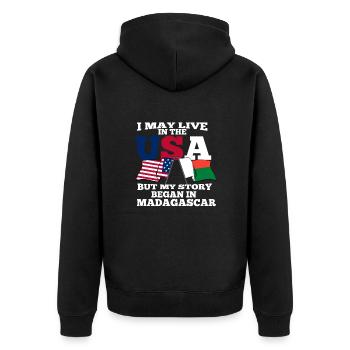 Madagaskar - Unisex Premium Bio Zip Hoodie - Schwarz - Hinten - Nico (187cm)