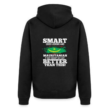 Mauritius - Unisex Premium Organic Zip Hoodie - black - Back - Nico (187cm)