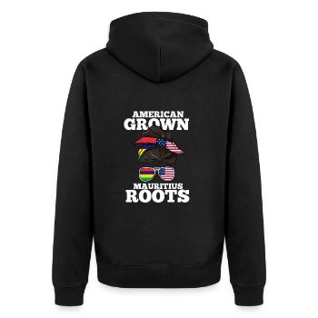 Mauritius - Unisex Premium Organic Zip Hoodie - black - Back - Nico (187cm)