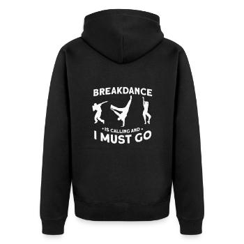 Breakdancing - Unisex Premium Bio Zip Hoodie - Schwarz - Hinten - Nico (187cm)