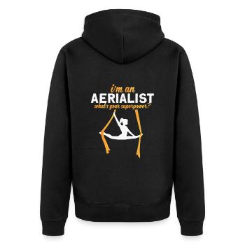 Acrobatic Gymnastic Sport Geschenk - Unisex Premium Bio Zip Hoodie - Schwarz - Hinten - Nico (187cm)